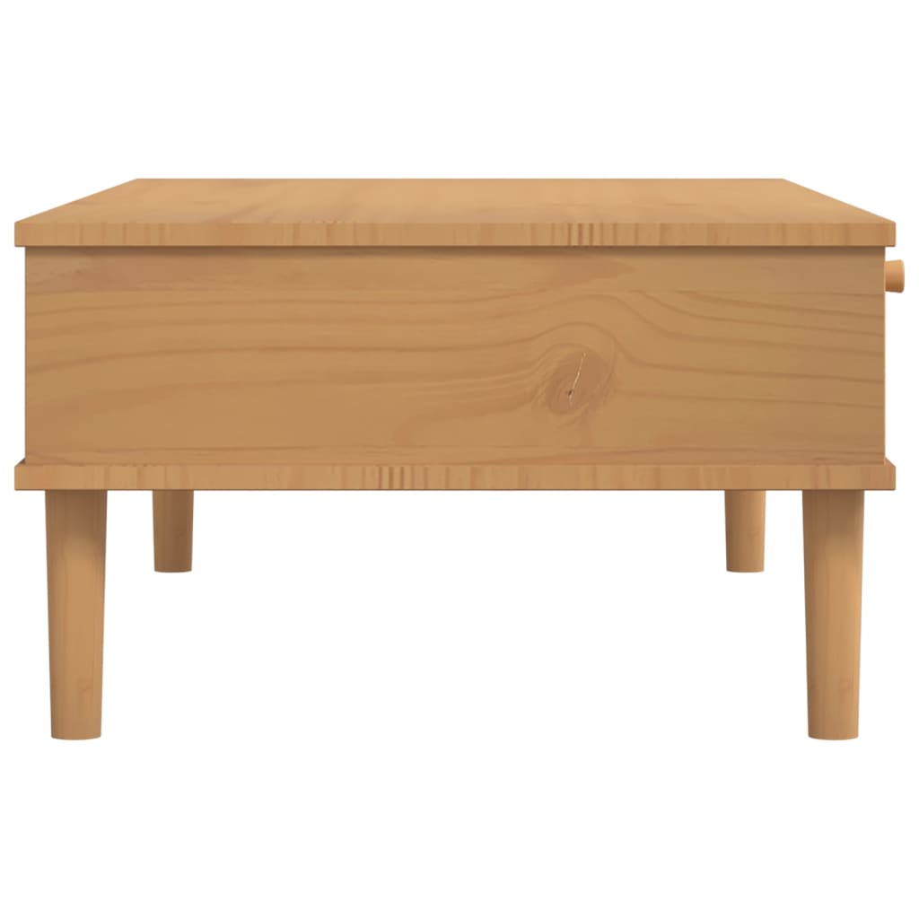 Coffee Table "SENJA" Rattan Look Brown 100x55x33 cm Solid Wood