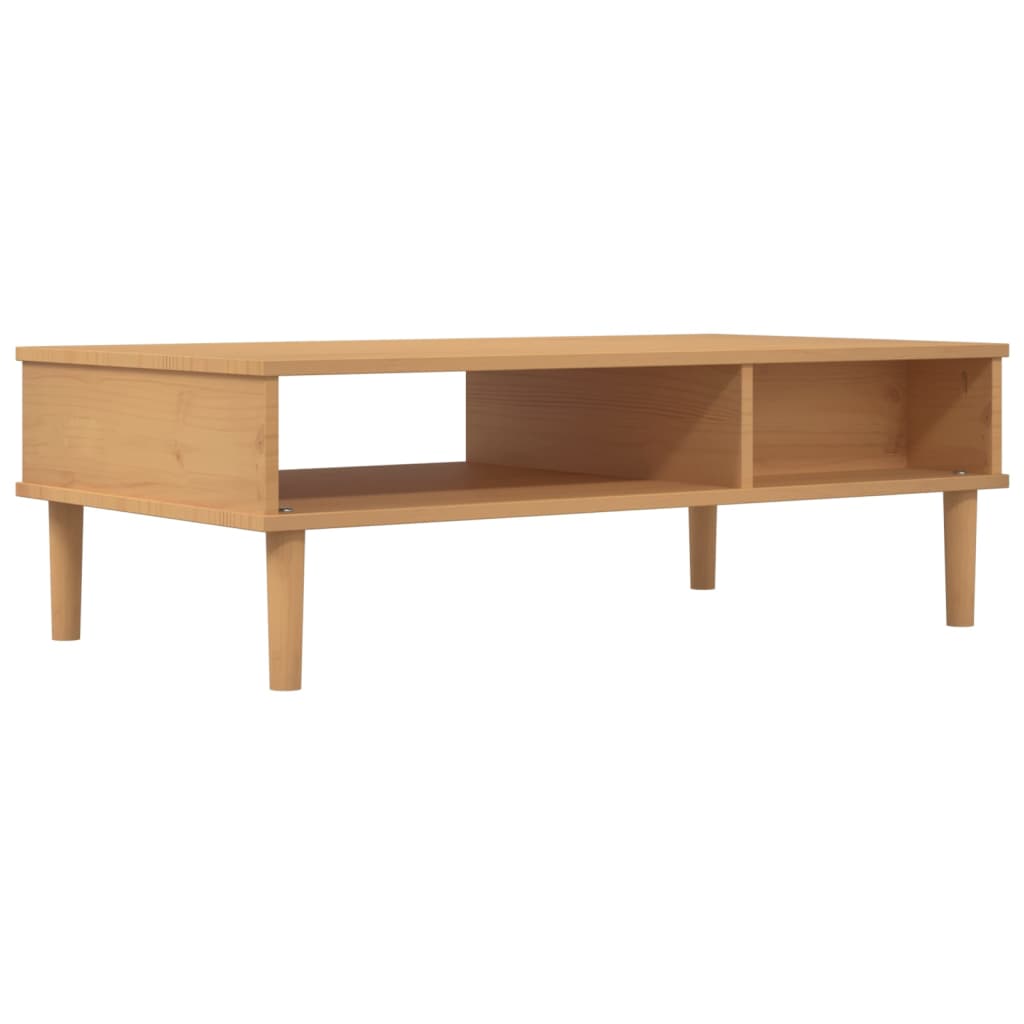 Coffee Table "SENJA" Rattan Look Brown 100x55x33 cm Solid Wood
