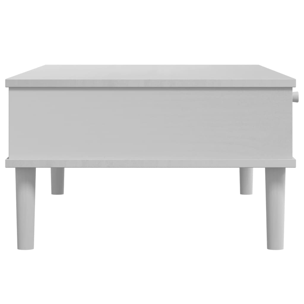 Coffee Table "SENJA" Rattan Look White 100x55x33 cm Solid Wood