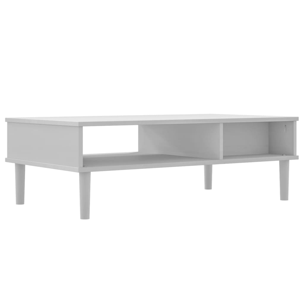 Coffee Table "SENJA" Rattan Look White 100x55x33 cm Solid Wood