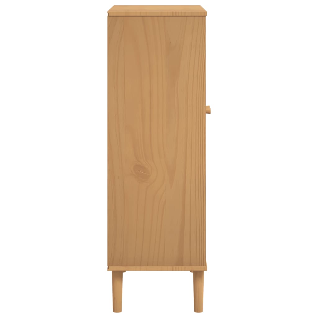 Shoe Cabinet SENJA Rattan Look Brown 59.5x35x107 cm Solid Wood