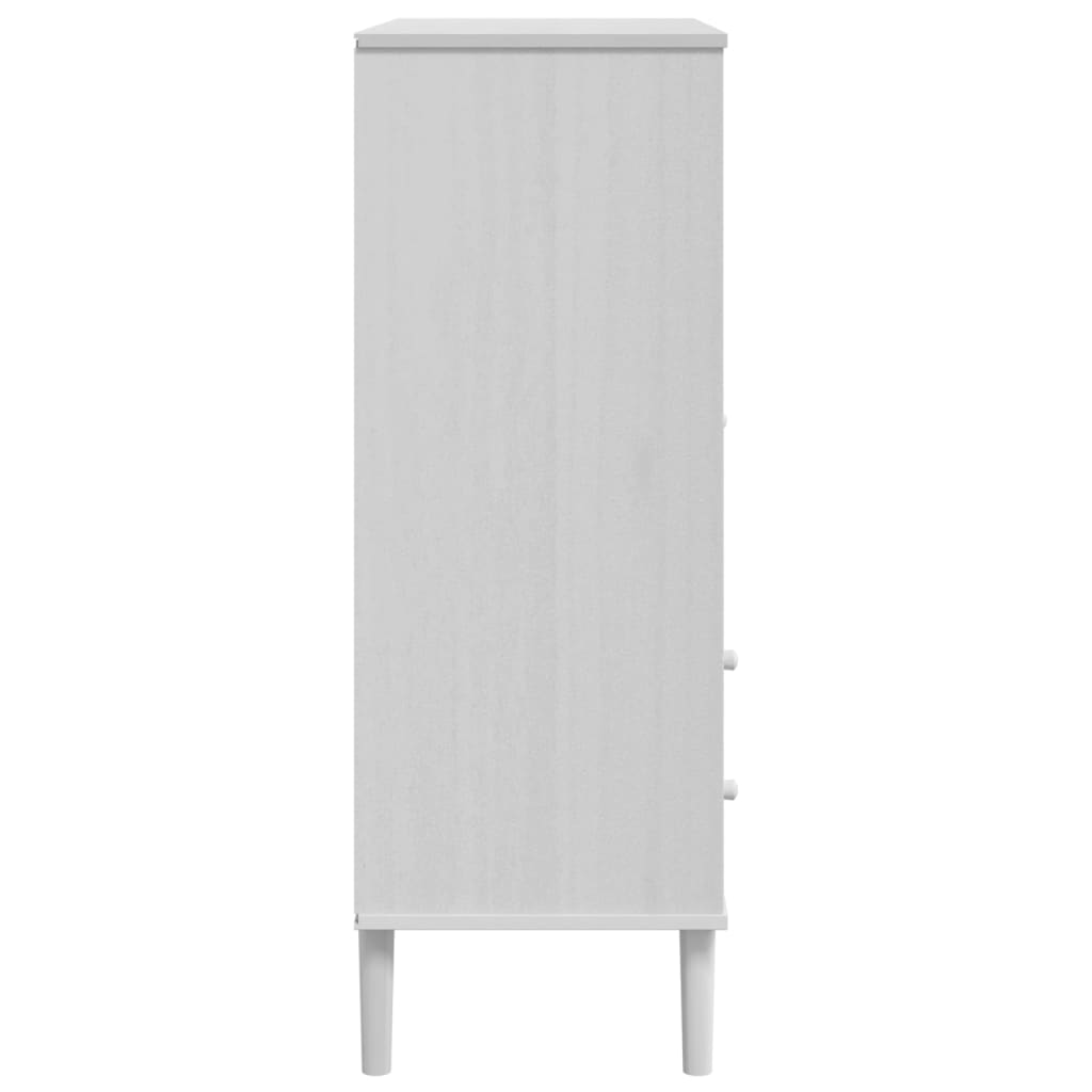 Highboard SENJA Rattan Look White 90x40x112 cm Solid Wood Pine