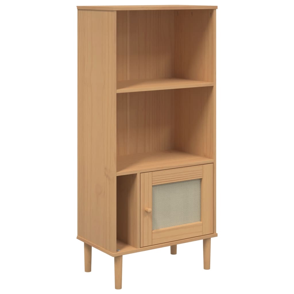 Bookcase SENJA Rattan Look Brown 60x35x130 cm Solid Wood Pine