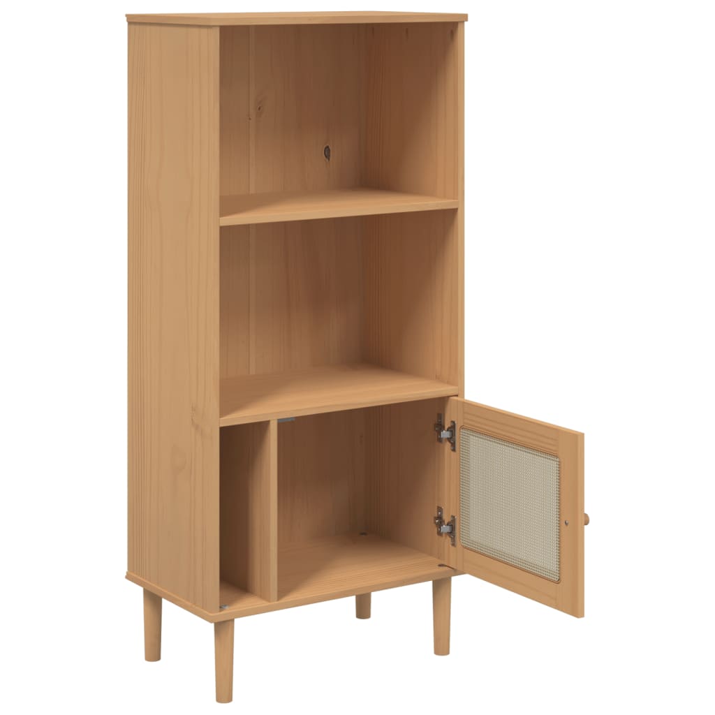 Bookcase SENJA Rattan Look Brown 60x35x130 cm Solid Wood Pine
