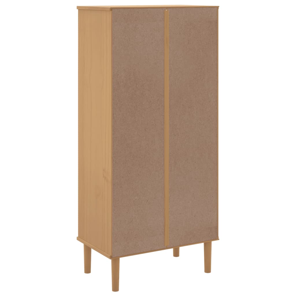 Bookcase SENJA Rattan Look Brown 60x35x130 cm Solid Wood Pine