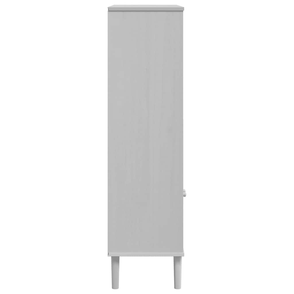 Bookcase SENJA Rattan Look White 90x35x130 cm Solid Wood Pine