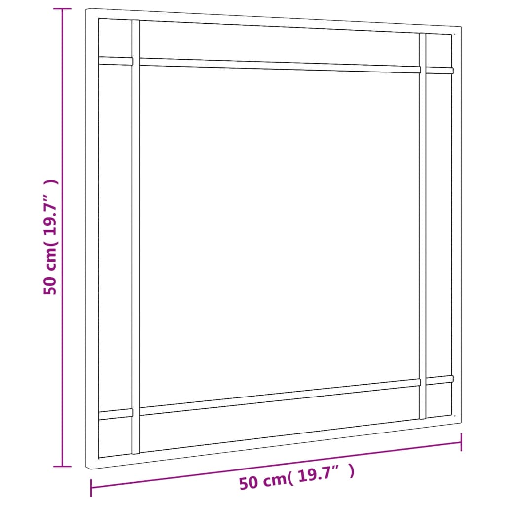 vidaXL Wall Mirror Black 50x50 cm Square Iron