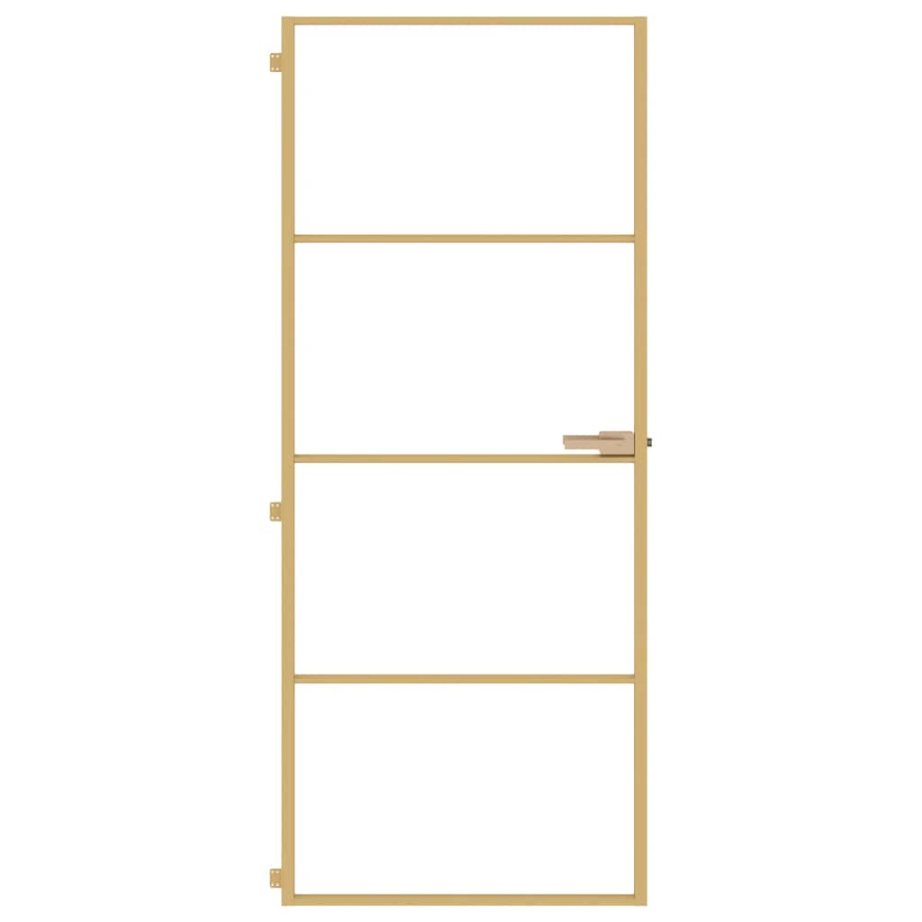 Interior Door Slim Golden 83x201.5 cm Tempered Glass and Aluminium