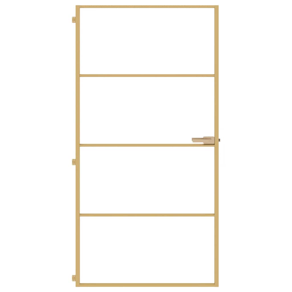 Interior Door Slim Golden 102.5x201.5 cm Tempered Glass and Aluminium