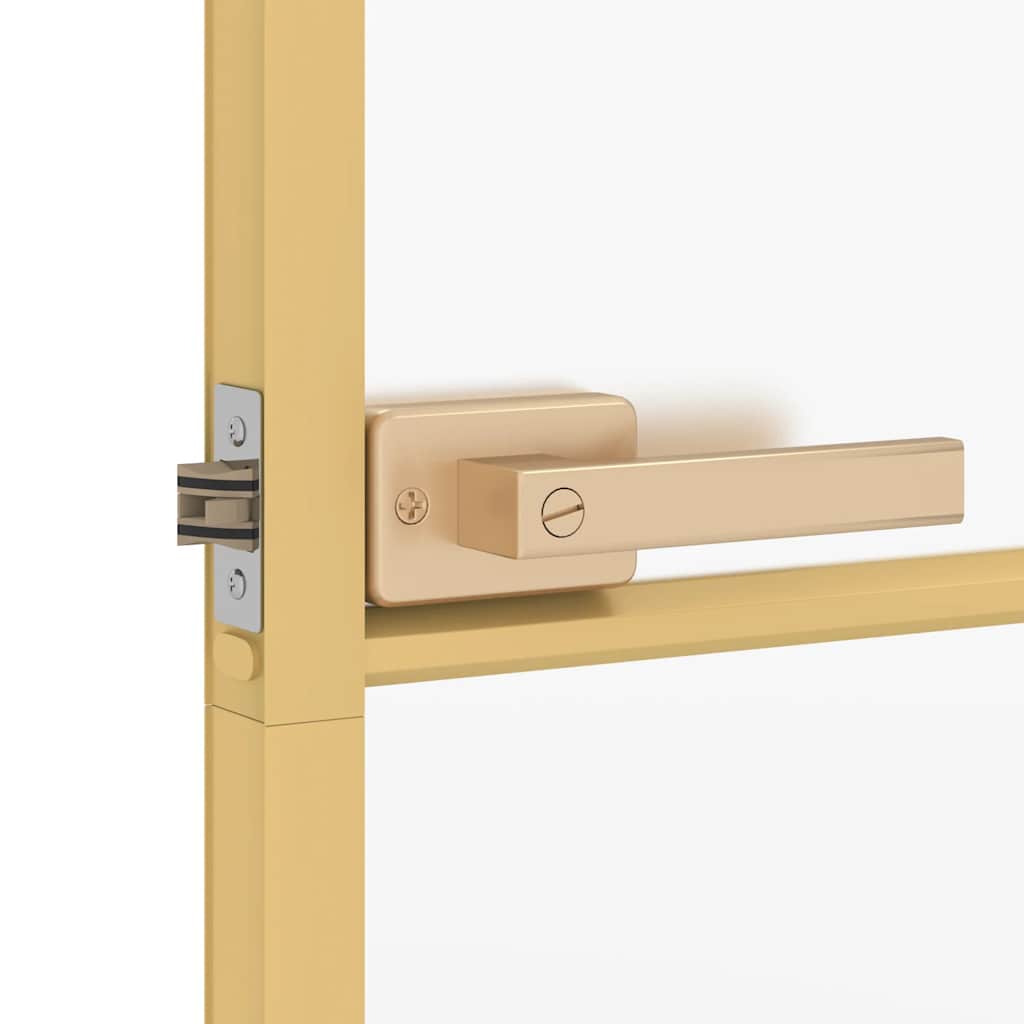 Interior Door Slim Golden 83x201.5 cm Tempered Glass and Aluminium