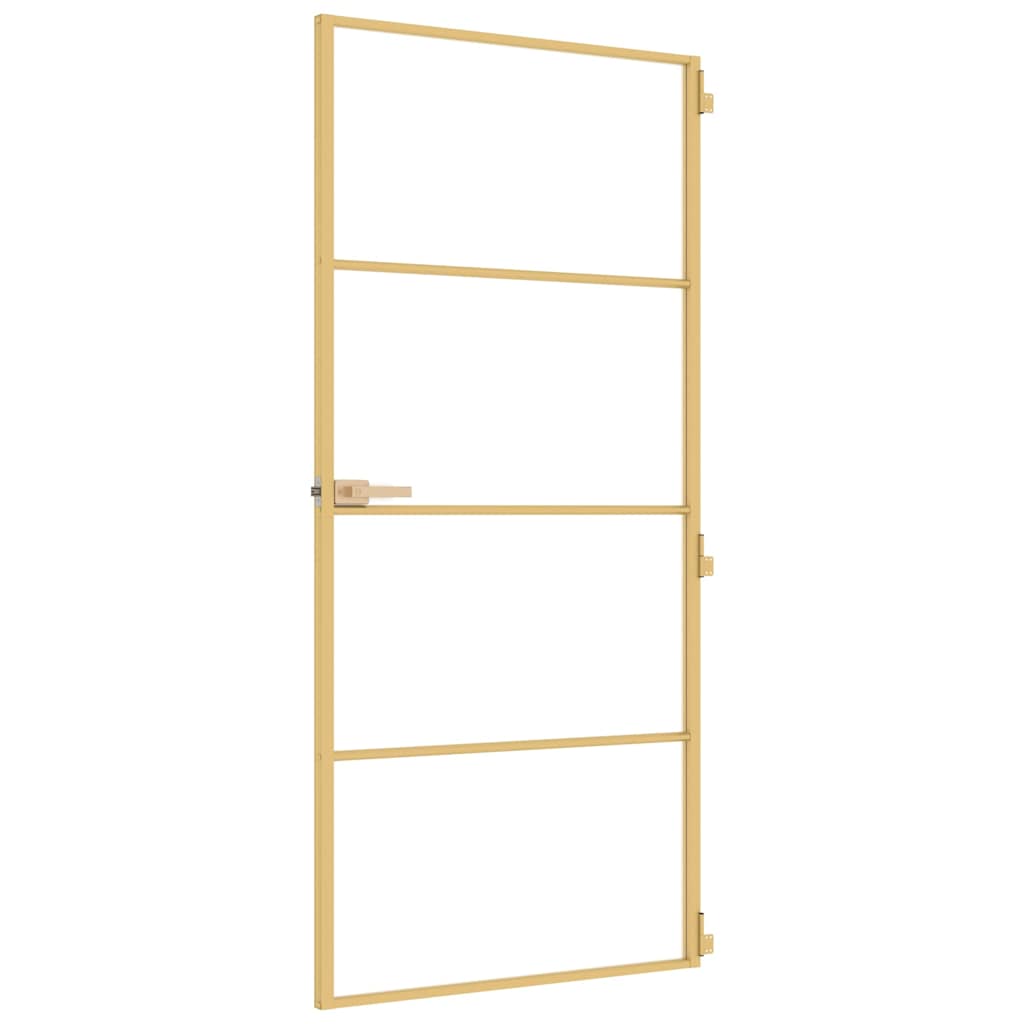 Interior Door Slim Golden 93x201.5 cm Tempered Glass and Aluminium