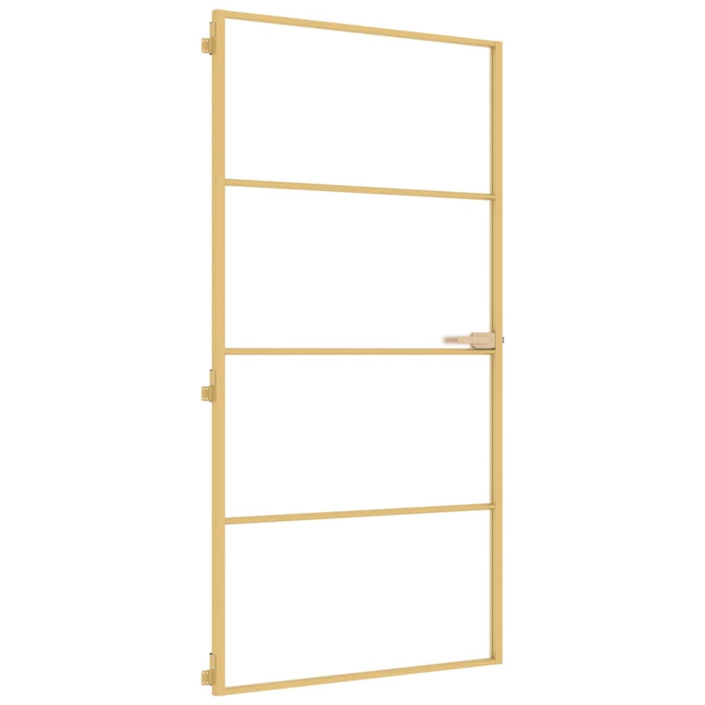 Interior Door Slim Golden 102.5x201.5 cm Tempered Glass and Aluminium