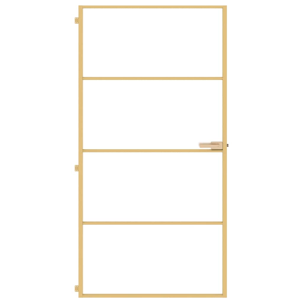 Interior Door Slim Golden 102.5x201.5 cm Tempered Glass and Aluminium