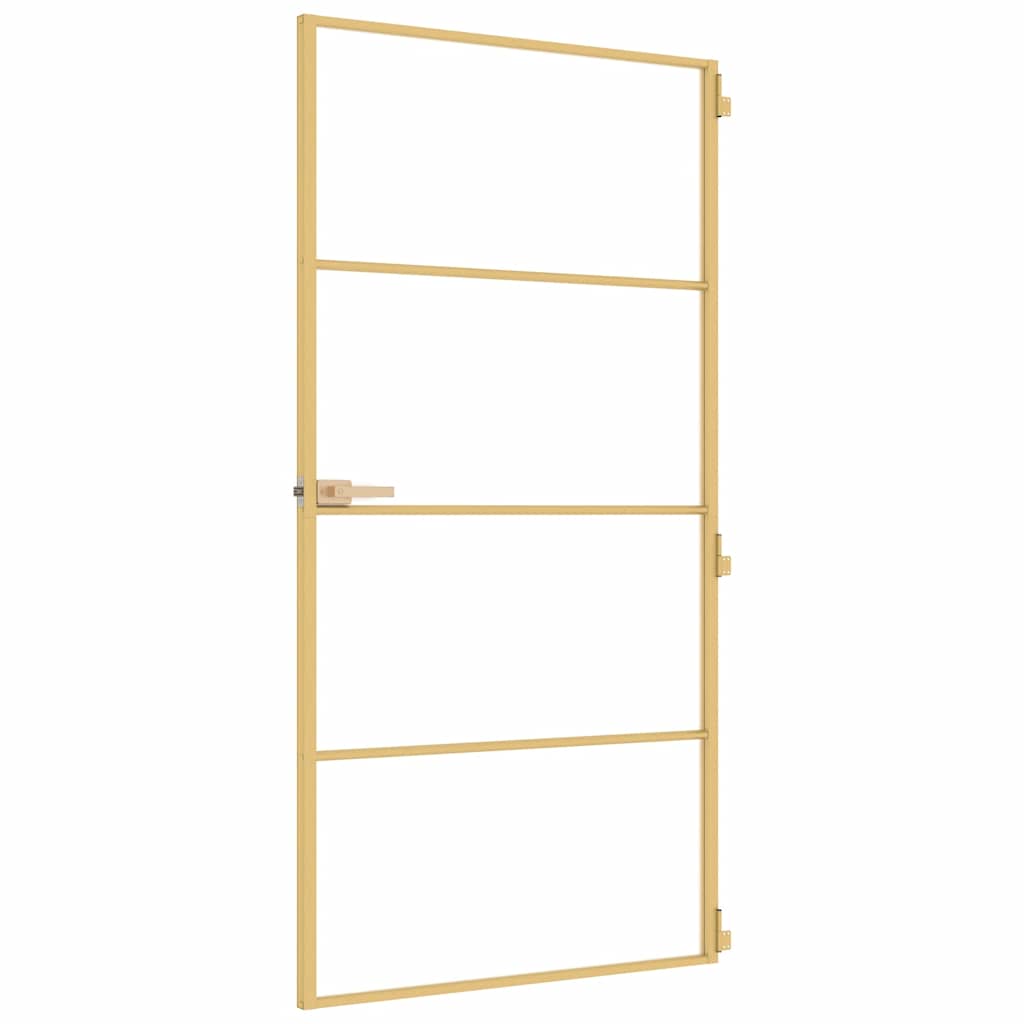 Interior Door Slim Golden 102.5x201.5 cm Tempered Glass and Aluminium