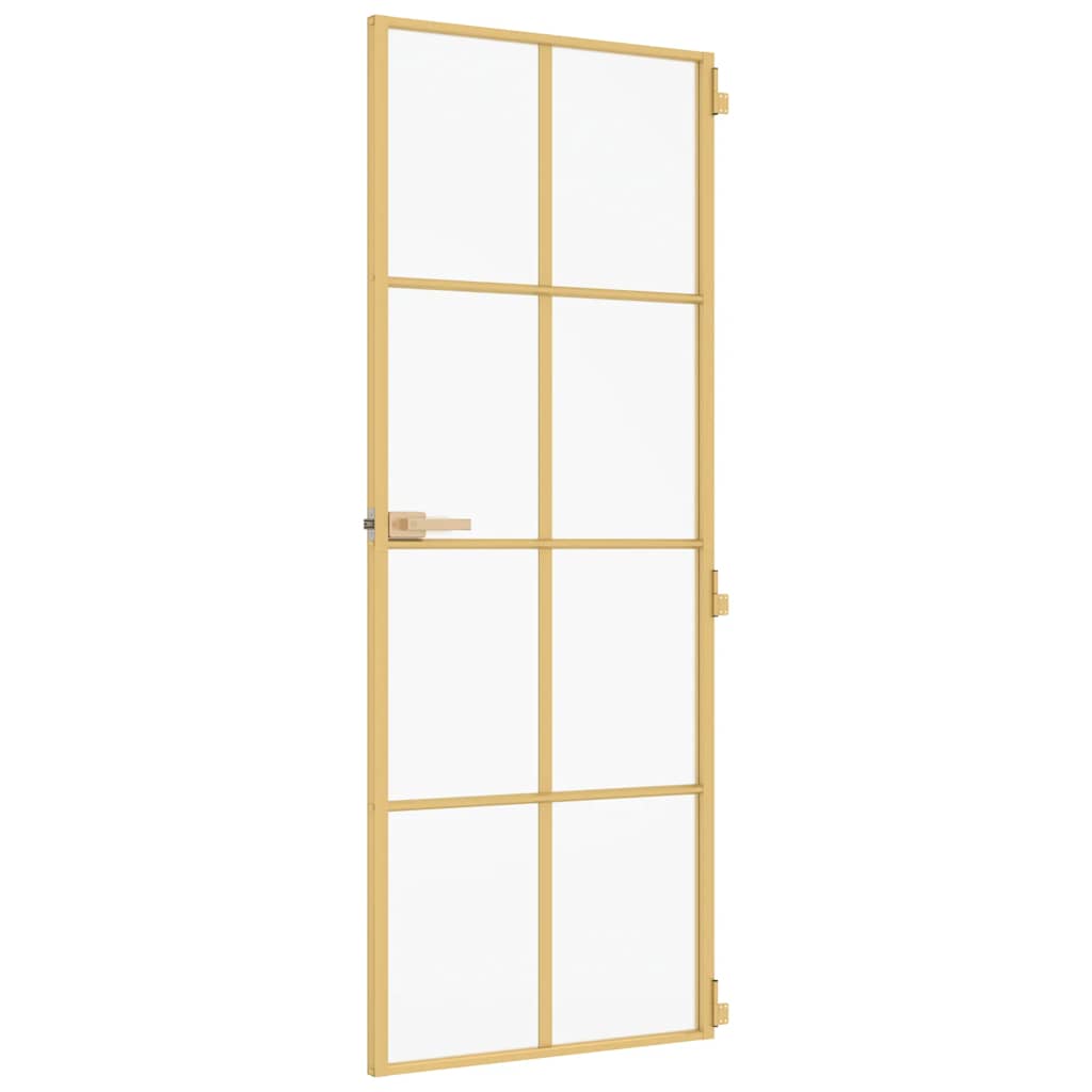 Interior Door Slim Golden 83x201.5 cm Tempered Glass and Aluminium