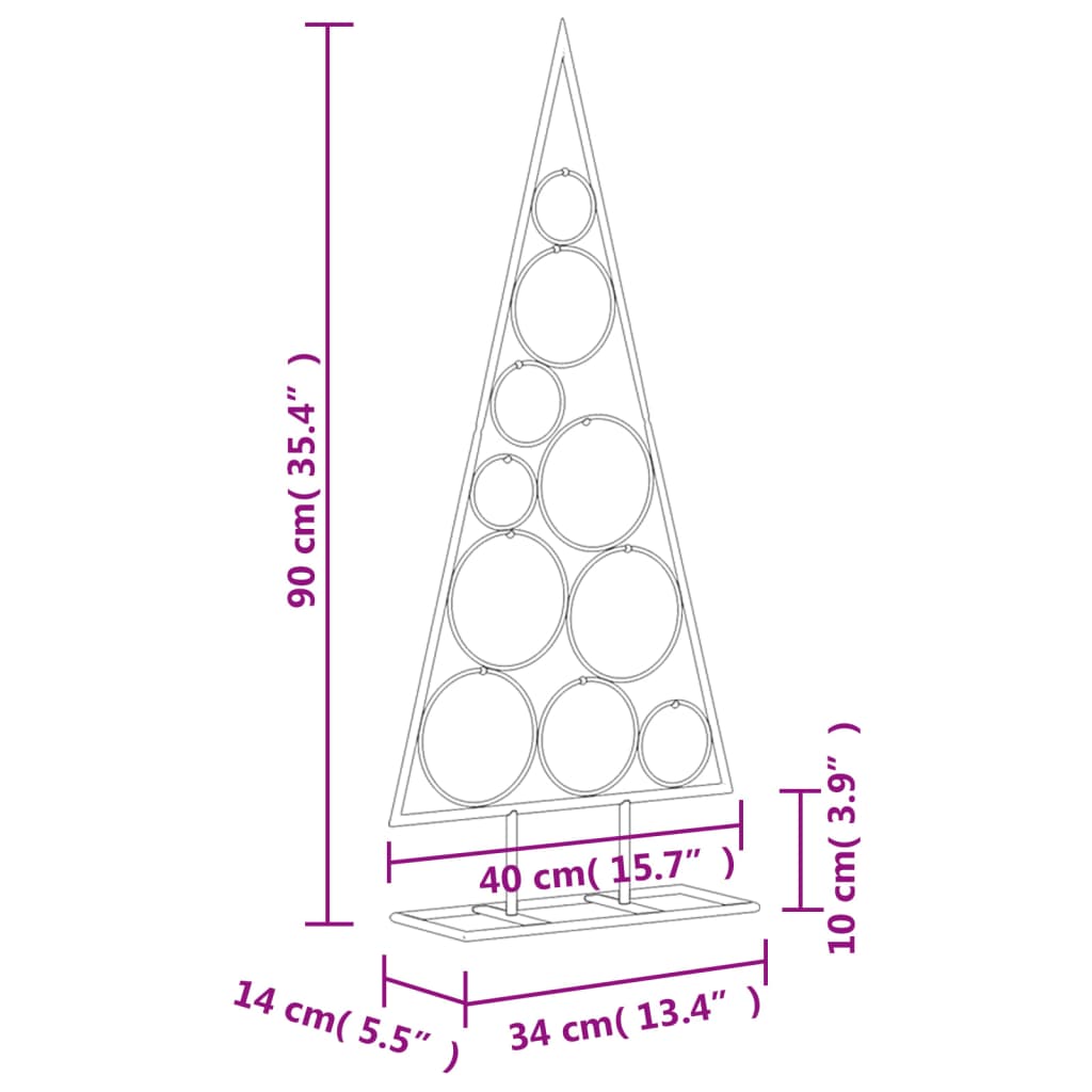 vidaXL Metal Christmas Tree for Decoration Black 90 cm