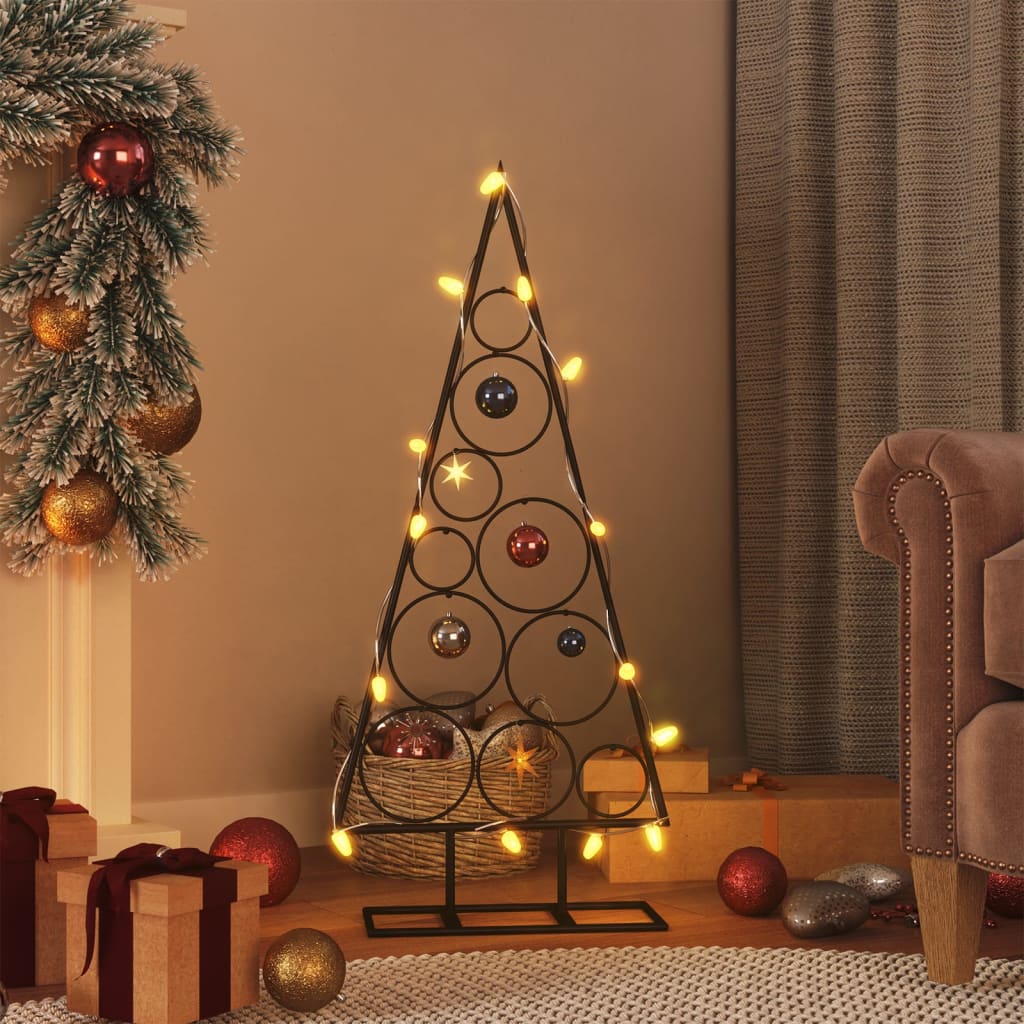 vidaXL Metal Christmas Tree for Decoration Black 90 cm