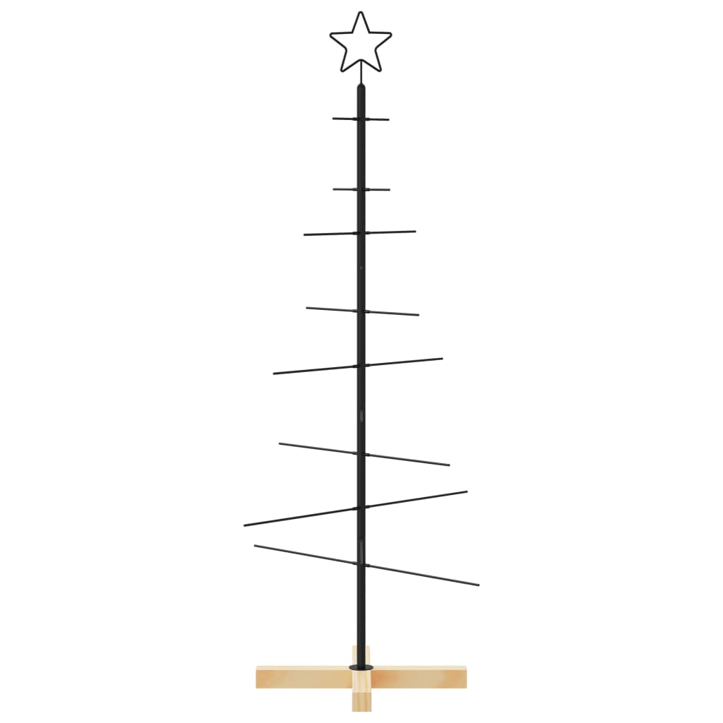 vidaXL Metal Christmas Tree with Wooden Base Black 120 cm