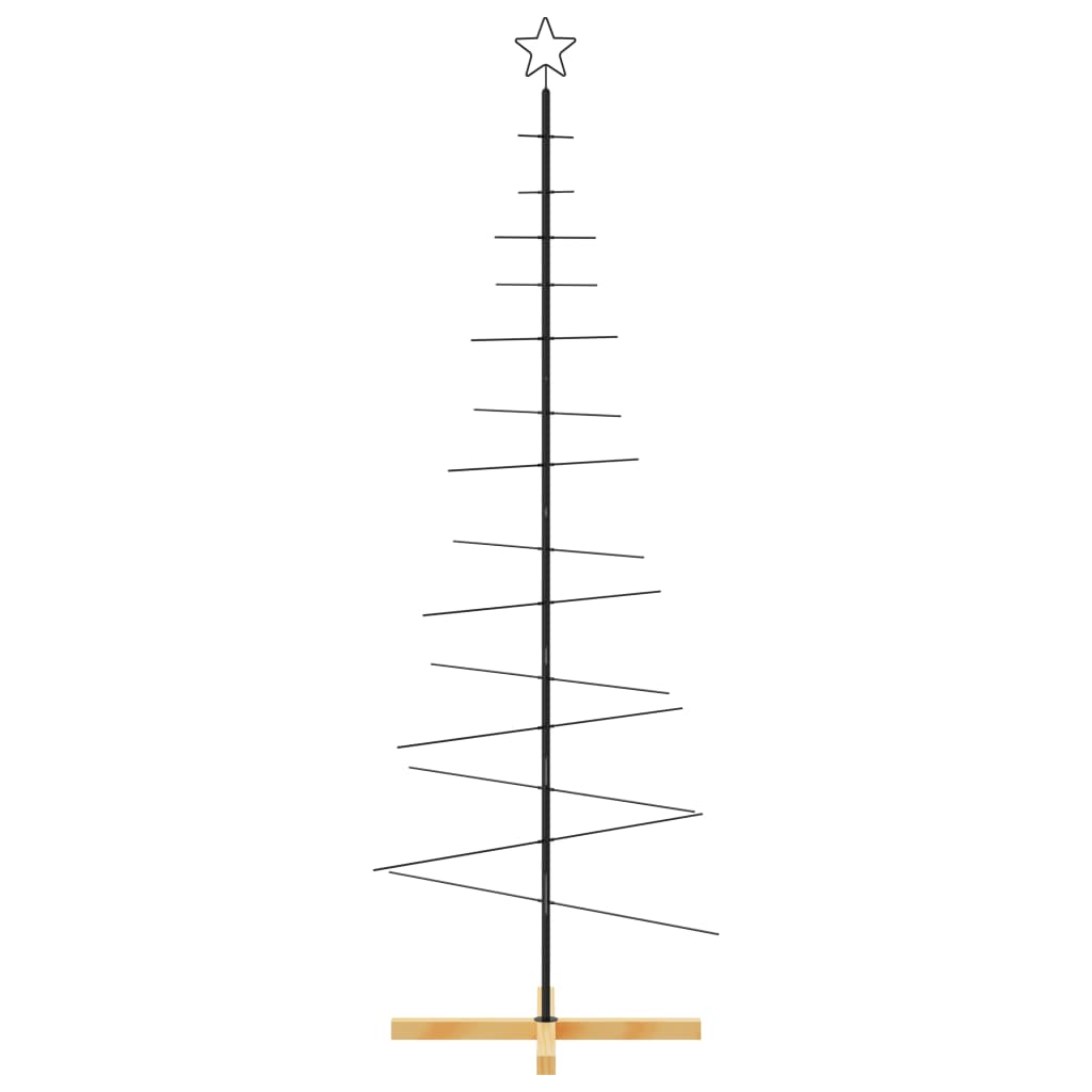 vidaXL Metal Christmas Tree with Wooden Base Black 180 cm