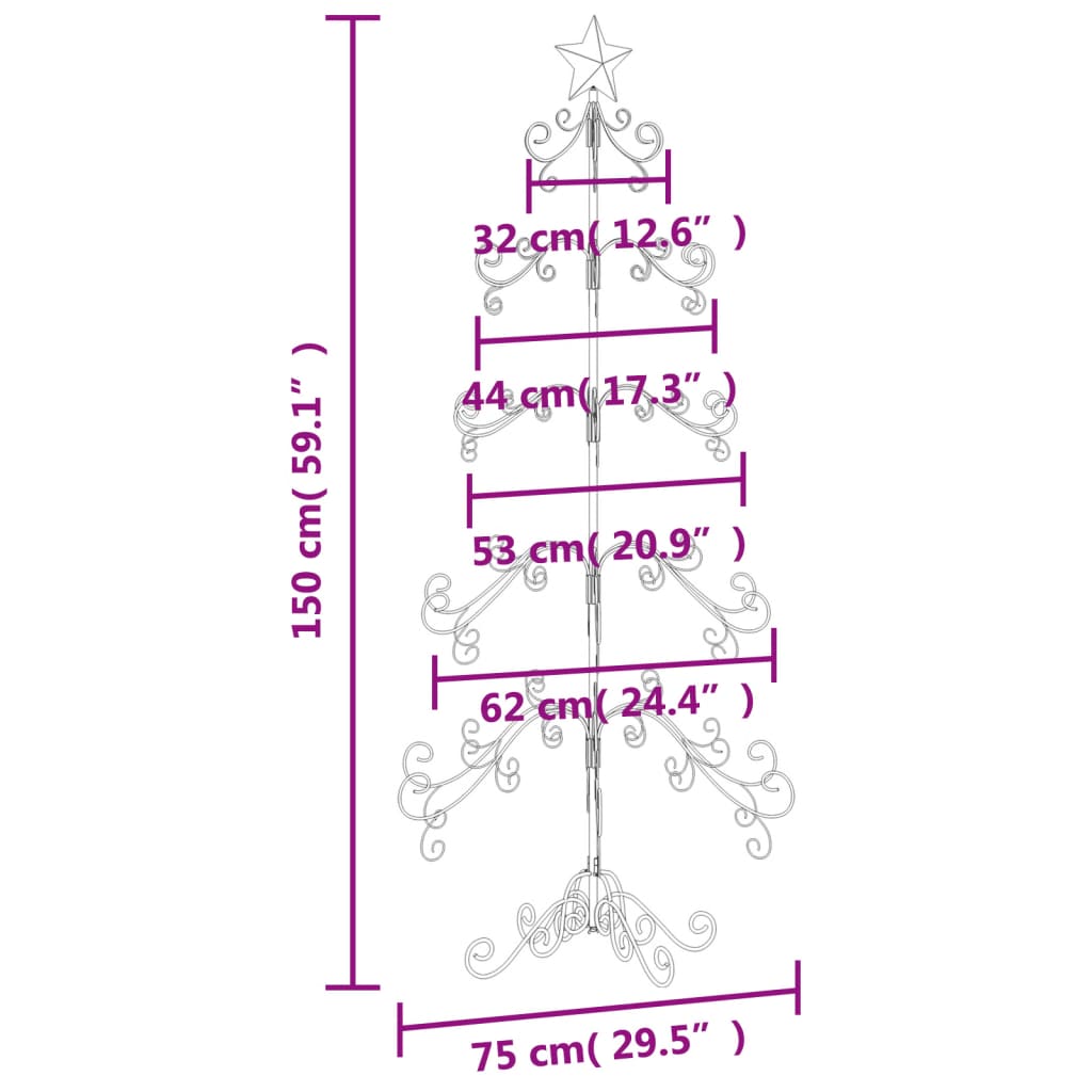 Metal Christmas Tree for Decoration Black 150 cm