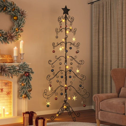vidaXL Metal Christmas Tree for Decoration Black 215 cm