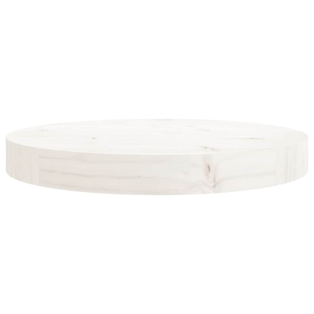 Table Top Round White Ø30x3 cm Solid Wood Pine
