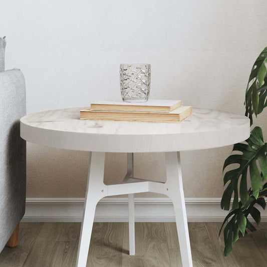 Table Top Round White Ø50x3 cm Solid Wood Pine