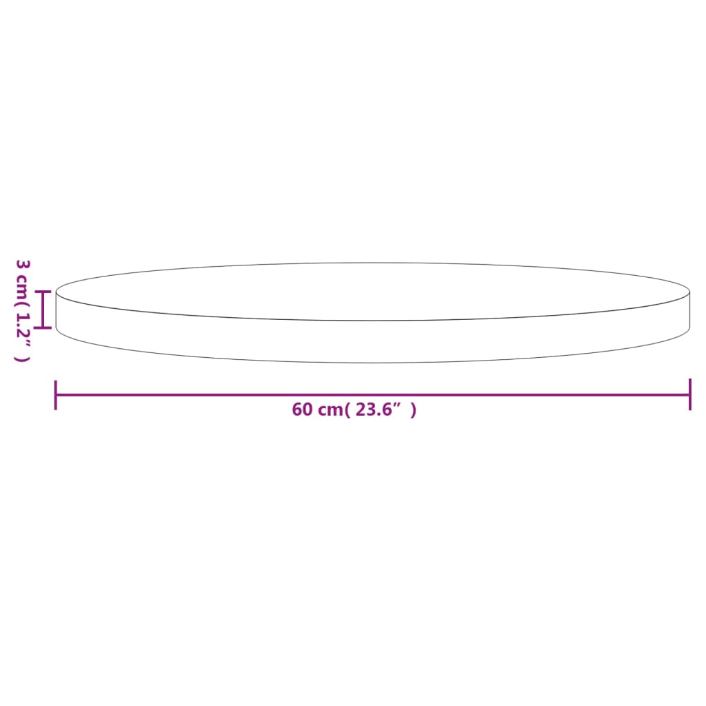 vidaXL Table Top Round White Ø60x3 cm Solid Wood Pine