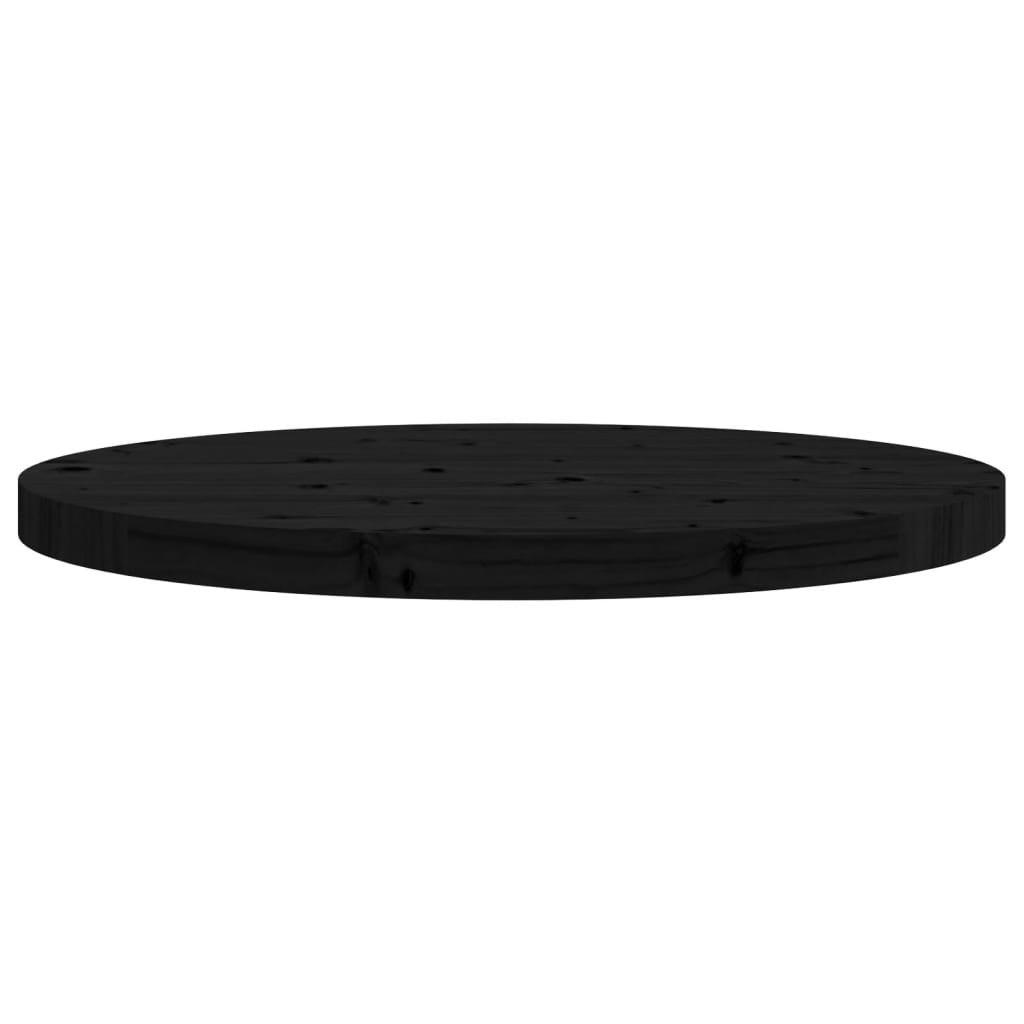 vidaXL Table Top Round Black Ø60x3 cm Solid Wood Pine