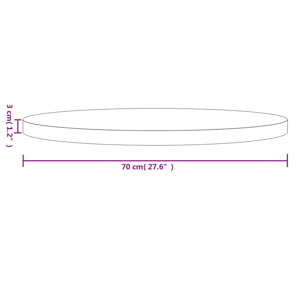 vidaXL Table Top Round Ø70x3 cm Solid Wood Pine