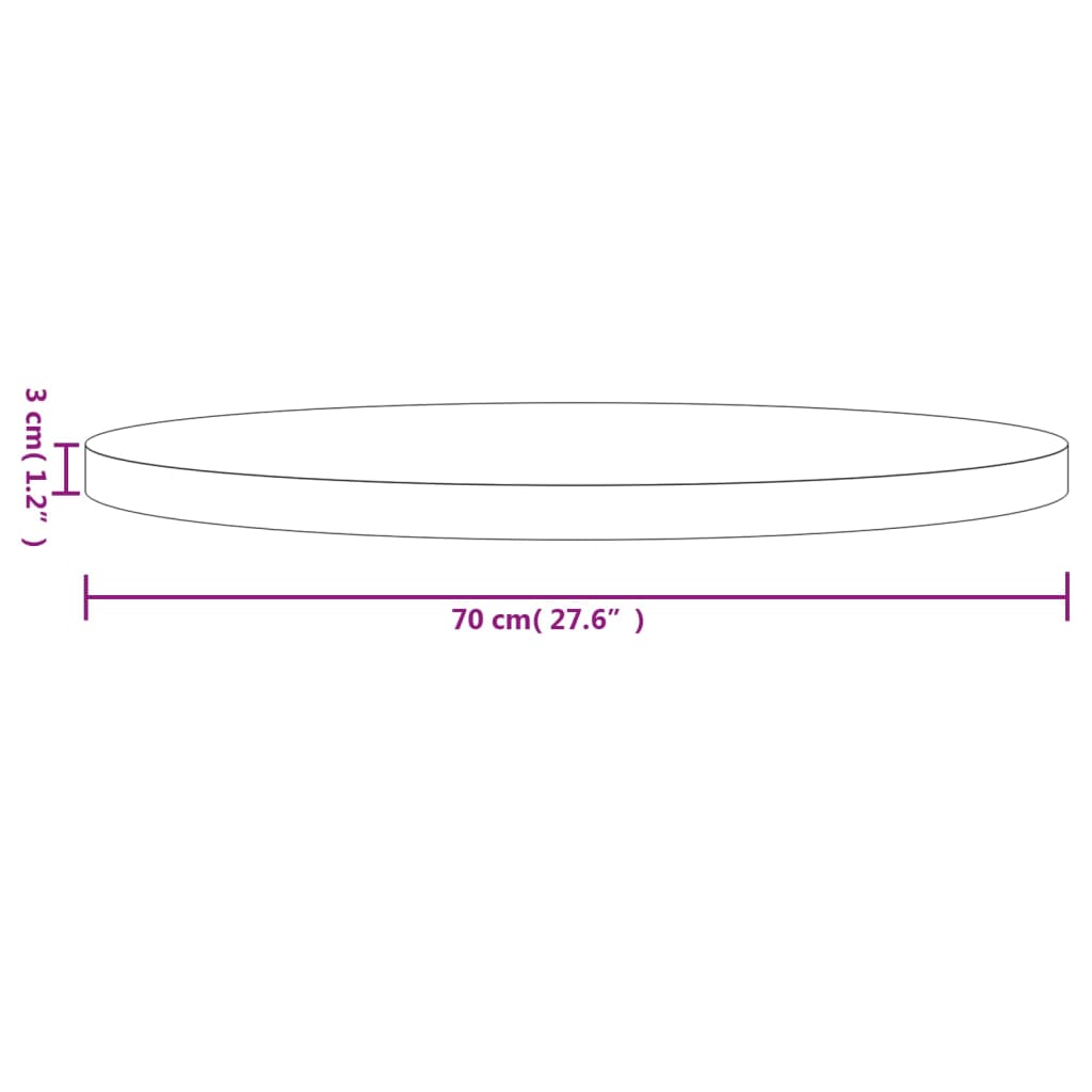 vidaXL Table Top Round White Ø70x3 cm Solid Wood Pine