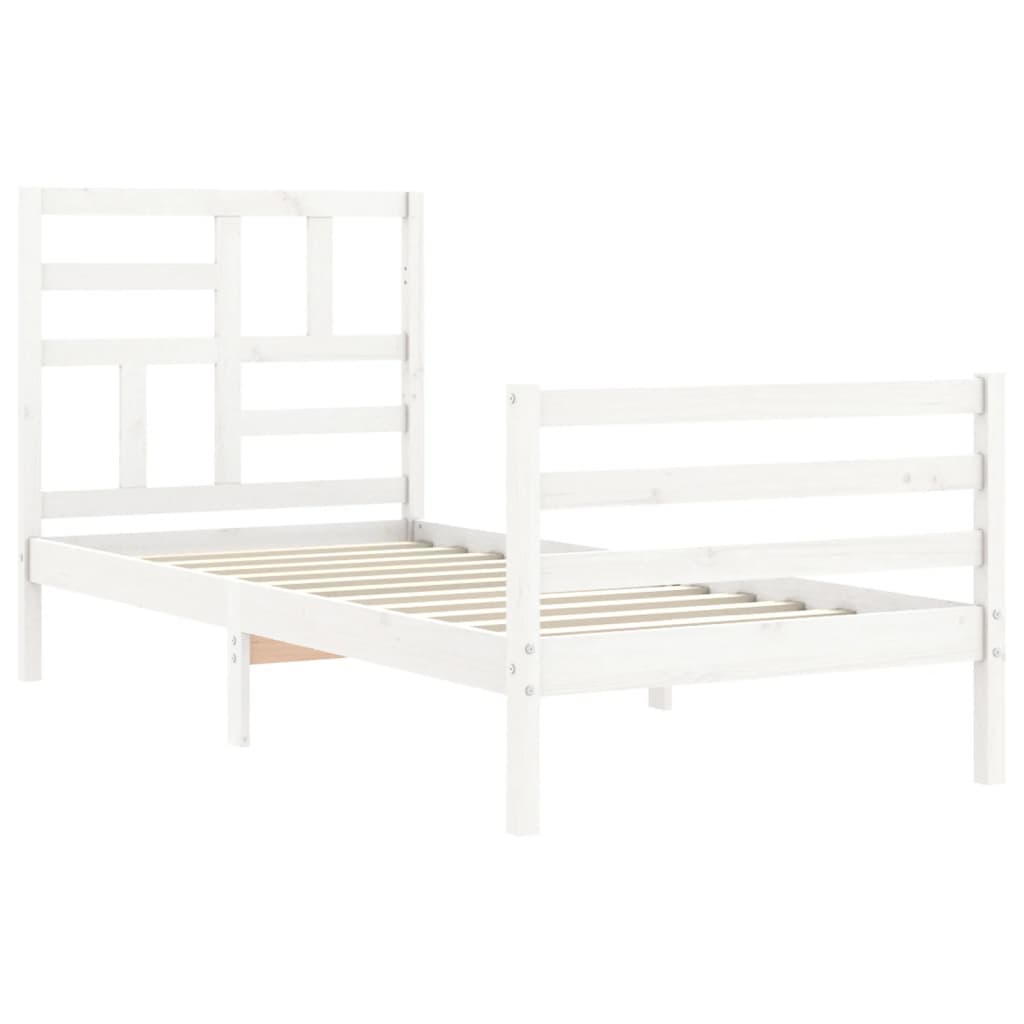 vidaXL Bed Frame without Mattress White 100x200 cm Solid Wood