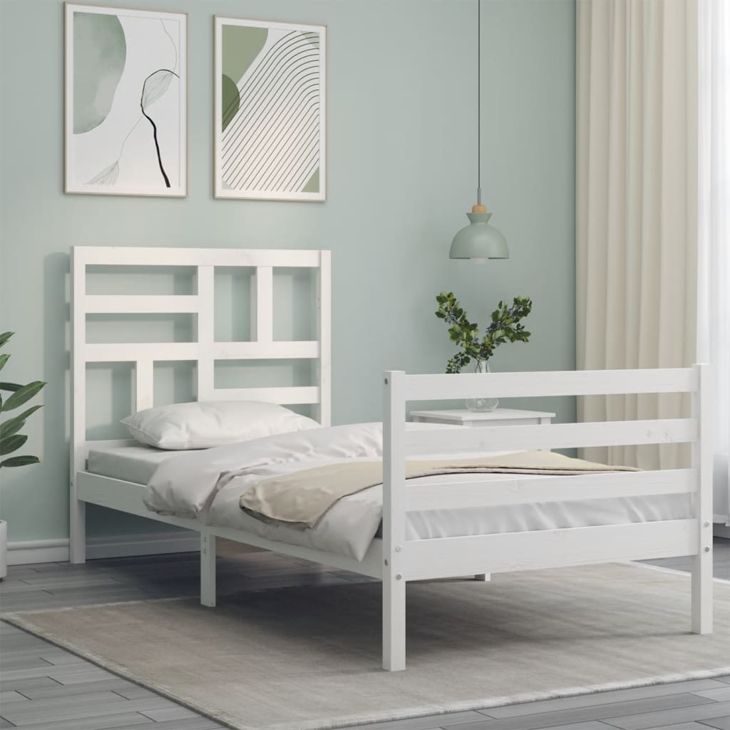 vidaXL Bed Frame without Mattress White 100x200 cm Solid Wood