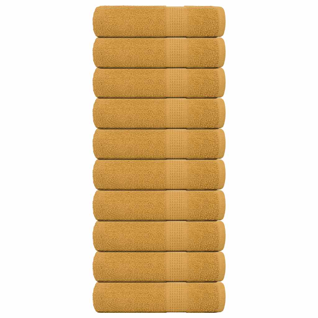 Hand Towels "FROGN" 10 pcs Gold 50x100 cm 360 gsm
