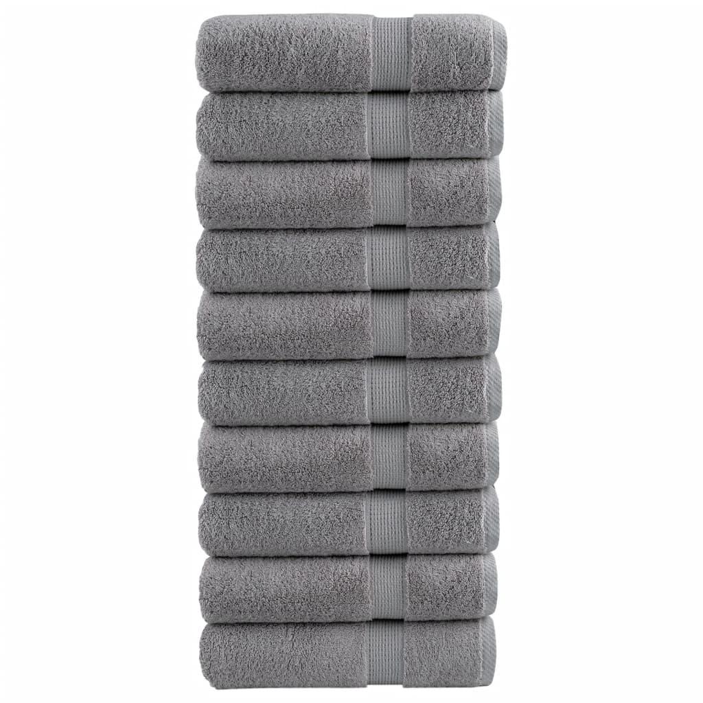 Premium Shower Towels "SOLUND" 10 pcs Grey 70x140 cm 600 gsm