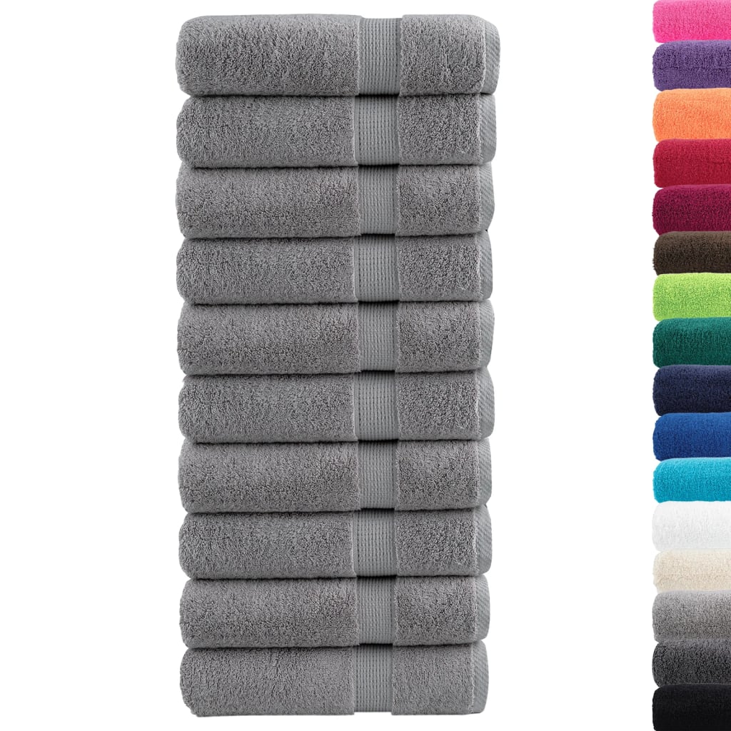 Premium Shower Towels "SOLUND" 10 pcs Grey 70x140 cm 600 gsm