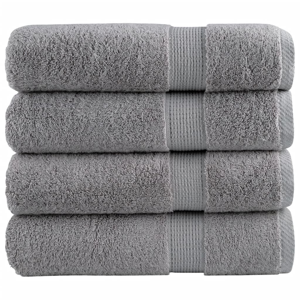Premium Bath Towels "SOLUND" 4 pcs Grey 100x150 cm 600 gsm