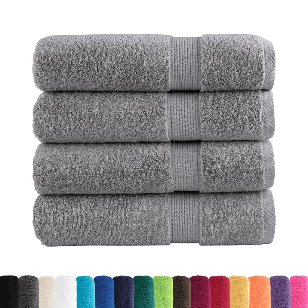 Premium Bath Towels "SOLUND" 4 pcs Grey 100x150 cm 600 gsm