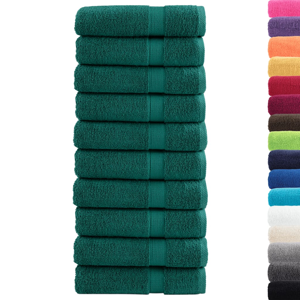 Premium Bath Towels "SOLUND" 10 pcs Green 100x150 cm 600 gsm