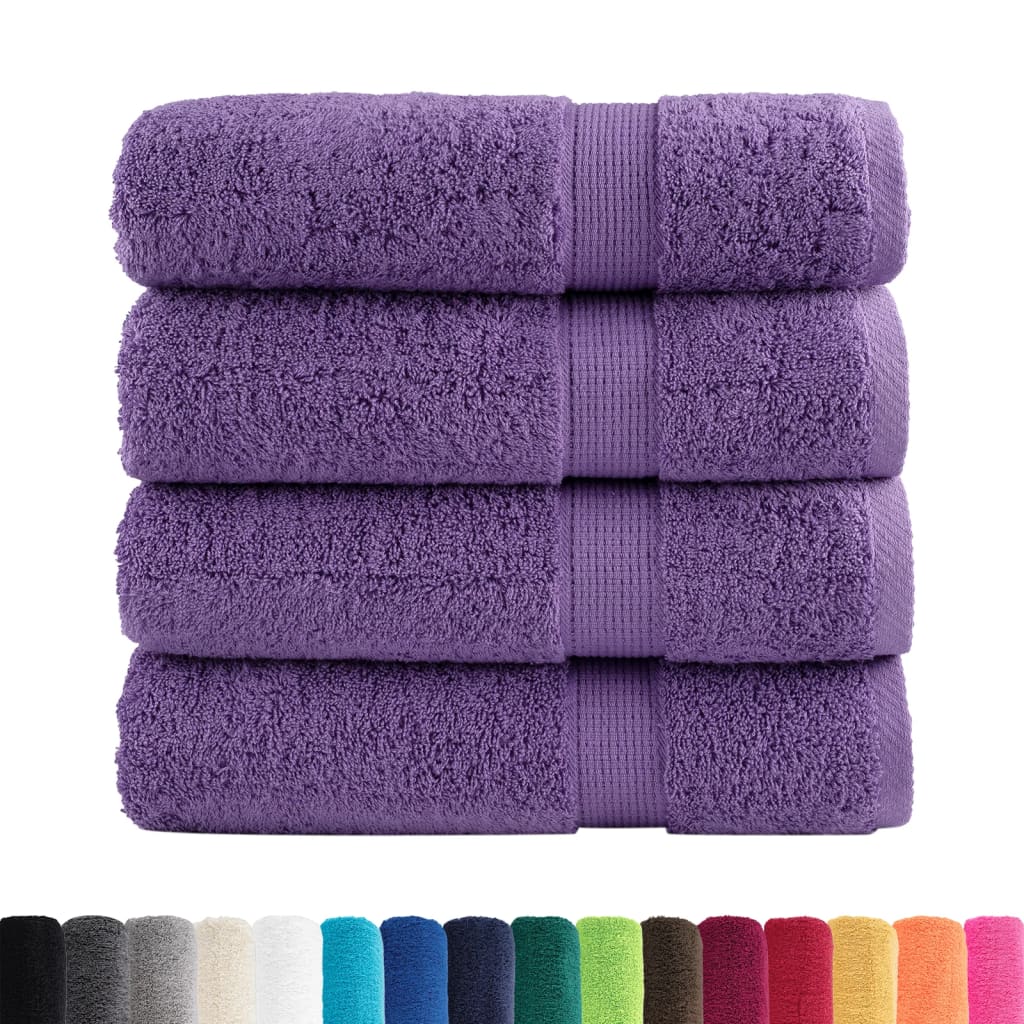 Premium Shower Towels SOLUND 4 pcs Purple 70x140 cm 600 gsm