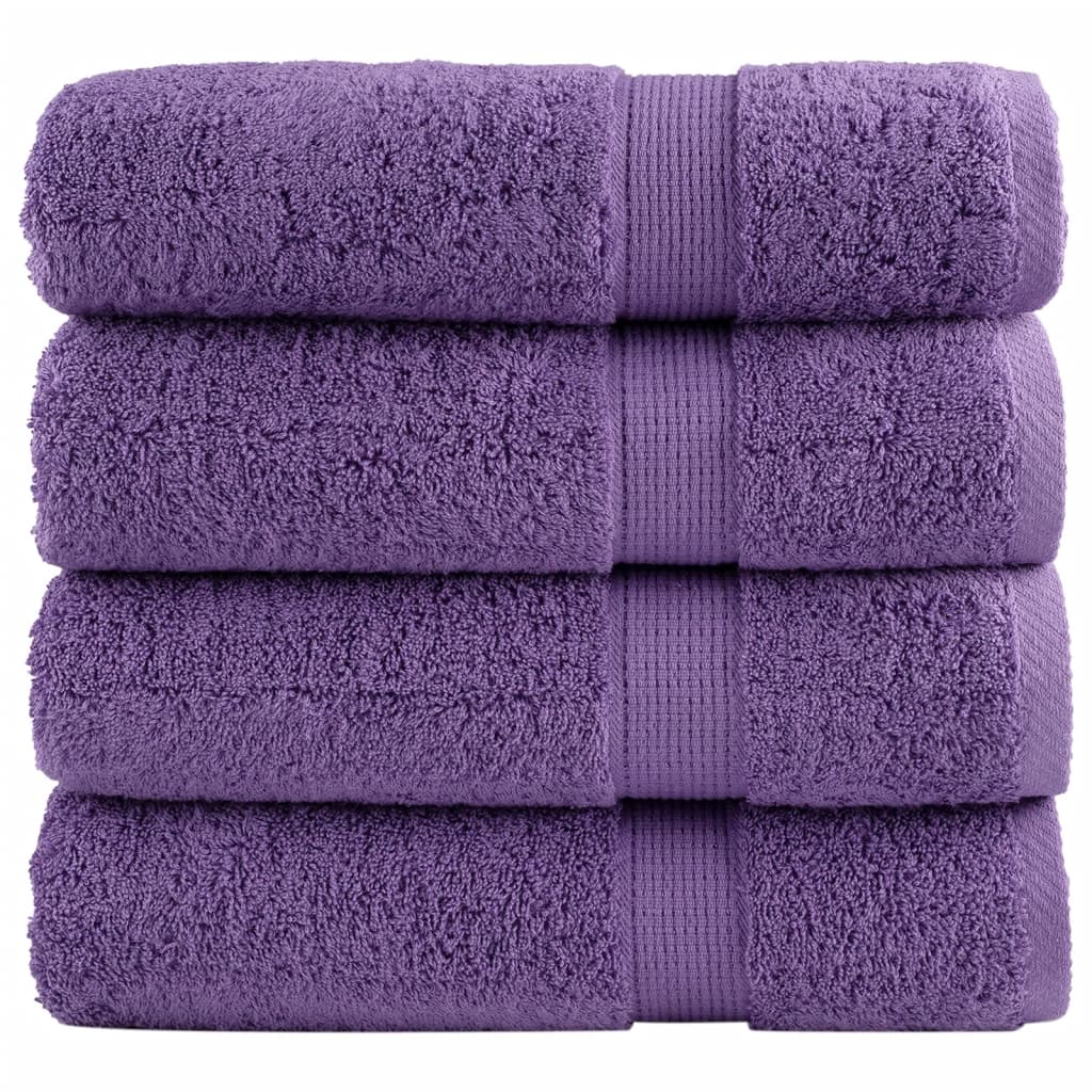 Premium Bath Towels "SOLUND" 4 pcs Purple 100x150 cm 600 gsm