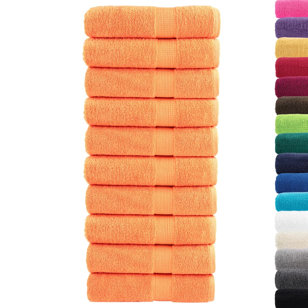 Premium Bath Towels "SOLUND" 10 pcs Orange 100x150 cm 600 gsm