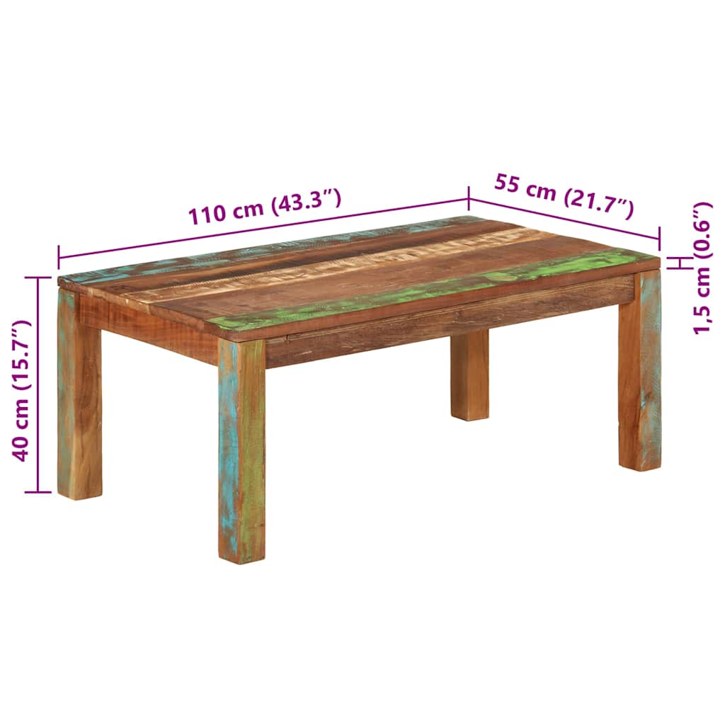 Coffee Table 110x55x40 cm Solid Reclaimed Wood