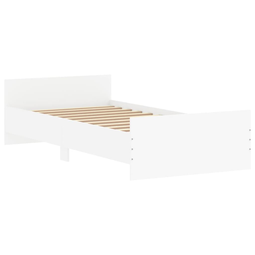 vidaXL Bed Frame without Mattress White 100x200 cm Engineered Wood