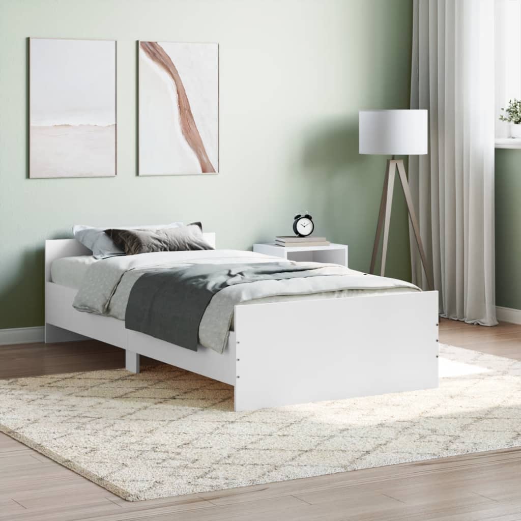 vidaXL Bed Frame without Mattress White 100x200 cm Engineered Wood