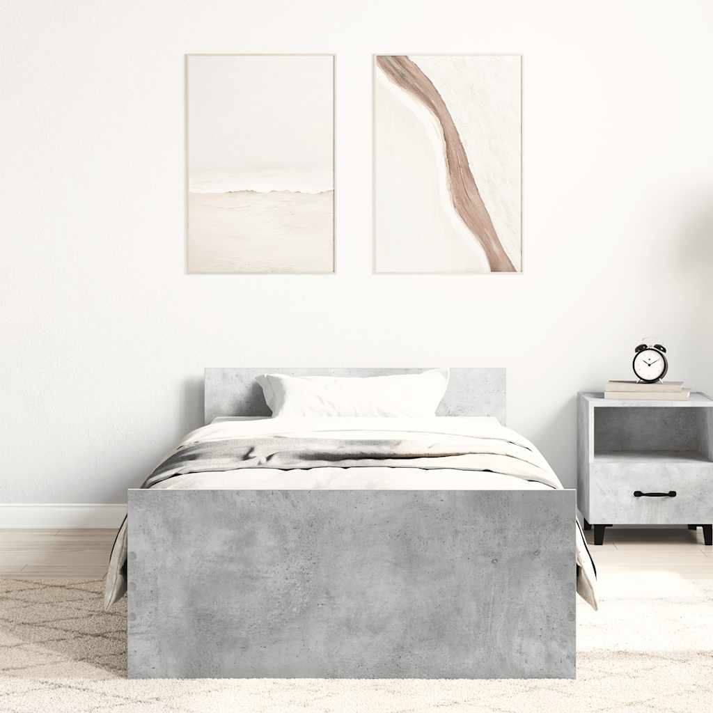 Bed Frame without Mattress Concrete Grey 100x200 cm