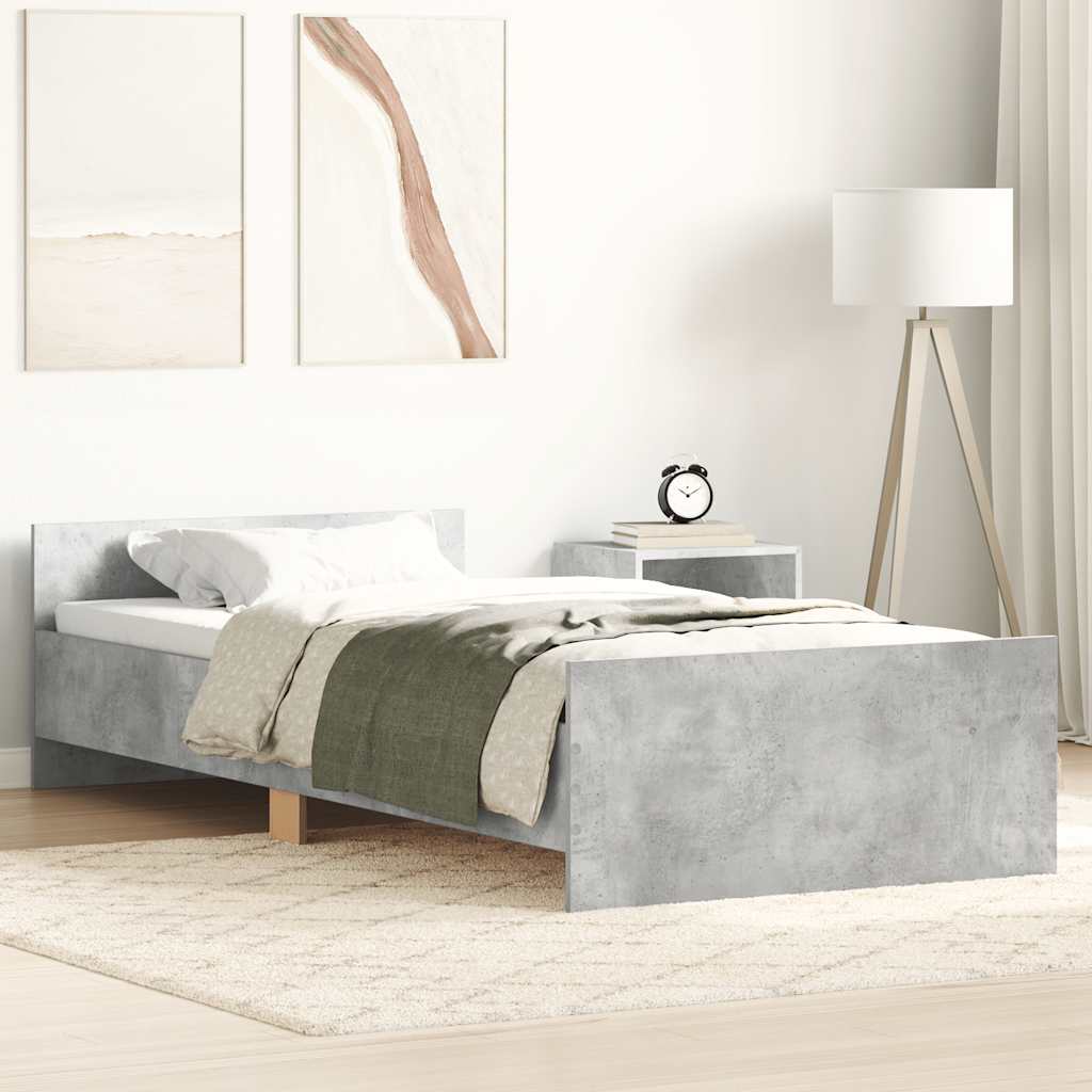 Bed Frame without Mattress Concrete Grey 100x200 cm