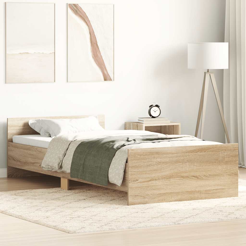 Bed Frame without Mattress Sonoma Oak 90x190 cm Single Engineered Wood