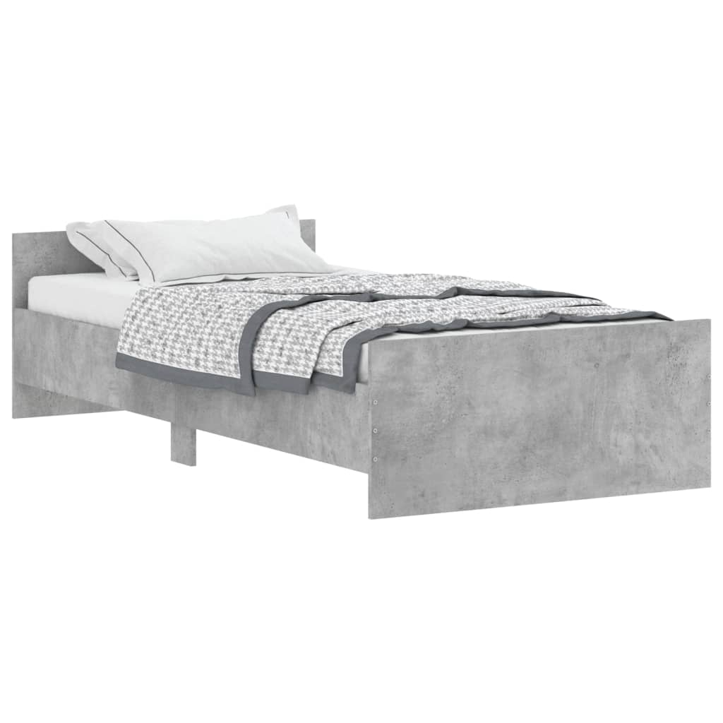 vidaXL Bed Frame without Mattress Concrete Grey 90x190 cm Single