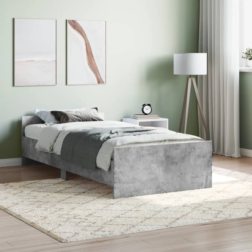 vidaXL Bed Frame without Mattress Concrete Grey 90x190 cm Single